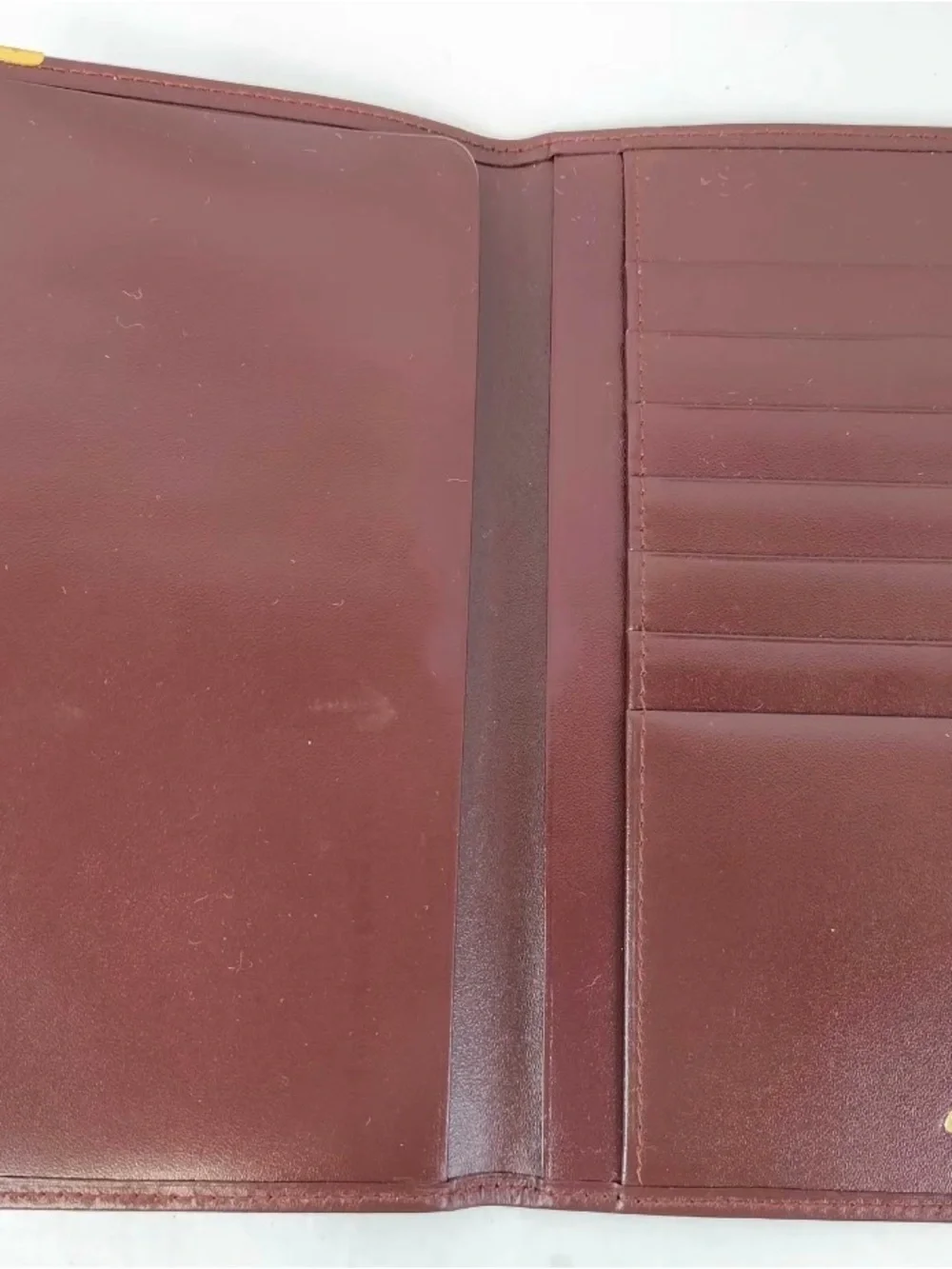 Cartier Burgundy Leather Long Wallet with Gold Corner Hardware